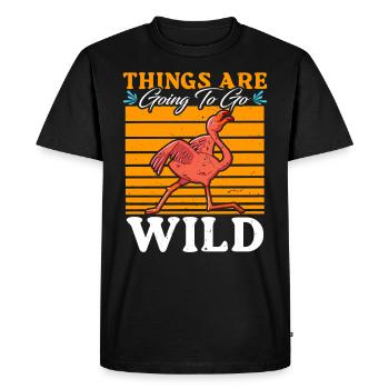 Fête Flamingo Les choses vont être sauvages - T-shirt Premium bio Homme - noir - Devant - Nico (187cm)
