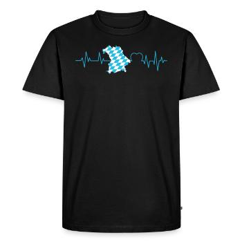 Free State of Bavaria Heart palpitations Bavarian flag - Men's Premium Organic T-Shirt - black - Front - Nico (187cm)