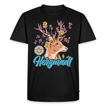 Herzmadl Trachten Shirt Frauen - T-shirt Premium bio Homme - noir - Devant - Nico (187cm)