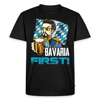 Bayern First König Ludwig Freistaat Bayern - Männer Premium Bio T-Shirt - Schwarz - Vorne - Nico (187cm)