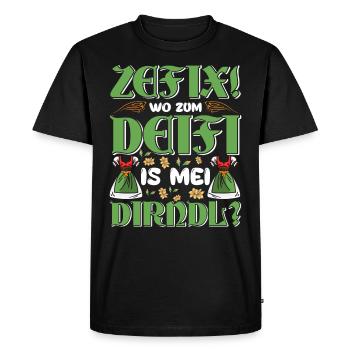 Trachten Shirt Frauen Wo zum Deifi is mein Dirndl - T-shirt Premium bio Homme - noir - Devant - Nico (187cm)