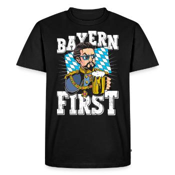 Bavière Premier Roi Ludwig Bavarois Bleu Blanc - T-shirt Premium bio Homme - noir - Devant - Nico (187cm)