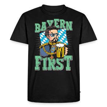 Bavière Premier Roi Ludwig Bavarois Bleu Blanc - T-shirt Premium bio Homme - noir - Devant - Nico (187cm)