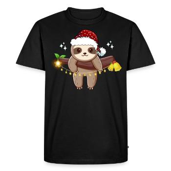 Drôle de Noël paresseux. Paresseux de Noël - T-shirt Premium bio Homme - noir - Devant - Nico (187cm)
