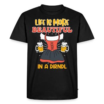 Women's Folk Festival Life is more Beautiful in Dirndl - Men's Premium Organic T-Shirt - black - Front - Nico (187cm)