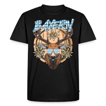 Bavarian flag white blue traditional - Men's Premium Organic T-Shirt - black - Front - Nico (187cm)