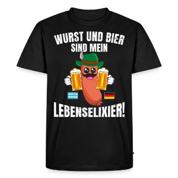 Wurst und Bier sind mein Lebenselixier! Bierfan - Männer Premium Bio T-Shirt - Schwarz - Vorne - Nico (187cm)