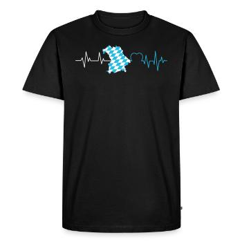 Free State of Bavaria Heart palpitations Bavarian flag - Men's Premium Organic T-Shirt - black - Front - Nico (187cm)