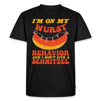 Bayern Essen Je suis sur mon comportement Wurst Schnitzel - T-shirt Premium bio Homme - noir - Devant - Nico (187cm)
