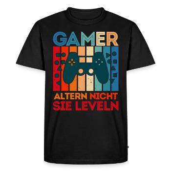 Les joueurs ne vieillissent pas en nivelant les joueurs vidéo B-Day - T-shirt Premium bio Homme - noir - Devant - Nico (187cm)