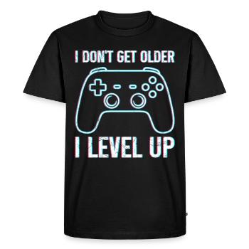 Retro Gamer B-Day Don't Get Older I Level Up - Men's Premium Organic T-Shirt - black - Front - Nico (187cm)