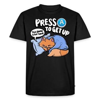 Appuyez sur A pour vous lever chaton endormi drôle - T-shirt Premium bio Homme - noir - Devant - Nico (187cm)