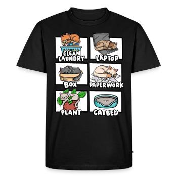 Propre Boîte à linge Lit pour chat Chaton amant endormi - T-shirt Premium bio Homme - noir - Devant - Nico (187cm)