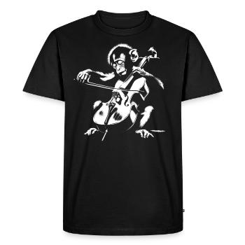 Cello Monkey Orchestra Street Art Banksy Style - Men's Premium Organic T-Shirt - black - Front - Nico (187cm)