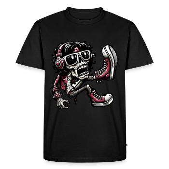 Retro Rebel Skull in High Tops - Men's Premium Organic T-Shirt - black - Front - Nico (187cm)