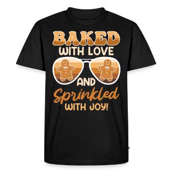 Baked with Love and Sprinkled with Joy! Gingerbread - Men's Premium Organic T-Shirt - black - Front - Nico (187cm)