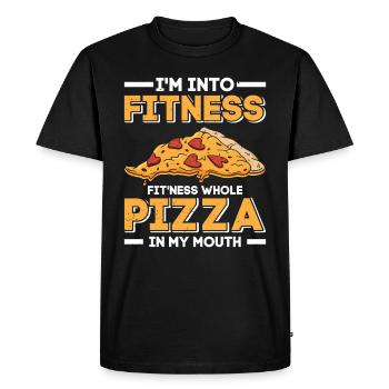 Pizza Baking I'm Into Fitness Whole Pizza in Mouth - Men's Premium Organic T-Shirt - black - Front - Nico (187cm)