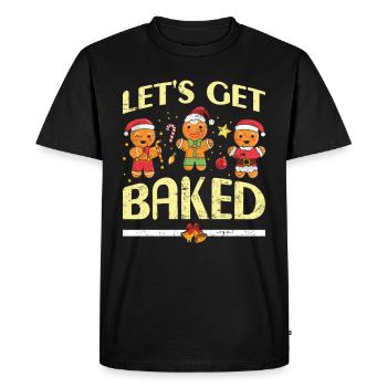 Gingerbread Men Let's get Baked Christmas - Men's Premium Organic T-Shirt - black - Front - Nico (187cm)