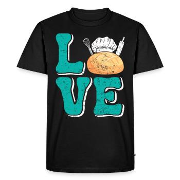 Cuisson du pain Amour LOVE Boulangerie Boulangerie Boulangerie Cuisson du pain - T-shirt Premium bio Homme - noir - Devant - Nico (187cm)