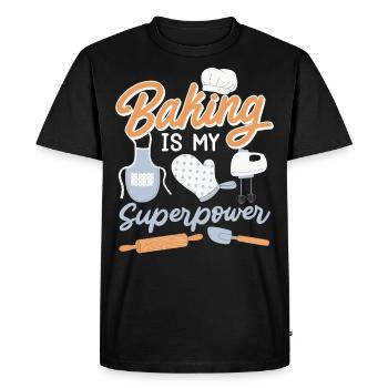La pâtisserie est mon superpouvoir en matière de boulangerie - T-shirt Premium bio Homme - noir - Devant - Nico (187cm)