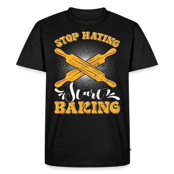 Baker Stop Hating Start Baking Love - Men's Premium Organic T-Shirt - black - Front - Nico (187cm)