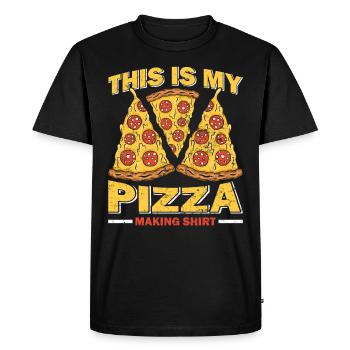 Pizzaïolo c’est ma chemise de fabrication de pizza - T-shirt Premium bio Homme - noir - Devant - Nico (187cm)