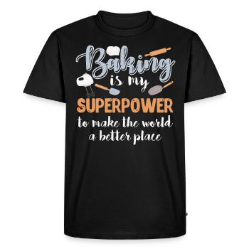 La pâtisserie est mon superpouvoir en matière de boulangerie - T-shirt Premium bio Homme - noir - Devant - Nico (187cm)