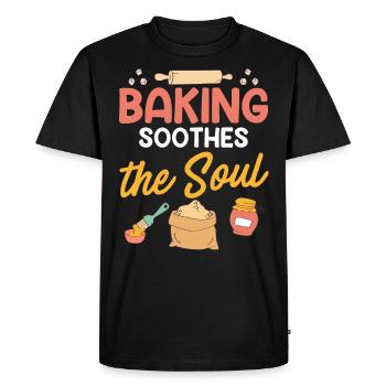 La cuisson apaise l’âme Pâte à pâtisserie Hobby Baker - T-shirt Premium bio Homme - noir - Devant - Nico (187cm)