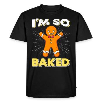 Gingerbread Man I'm So Baked Christmas - Men's Premium Organic T-Shirt - black - Front - Nico (187cm)