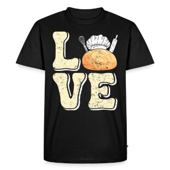 Cuisson du pain Amour LOVE Boulangerie Boulangerie Boulangerie Cuisson du pain - T-shirt Premium bio Homme - noir - Devant - Nico (187cm)