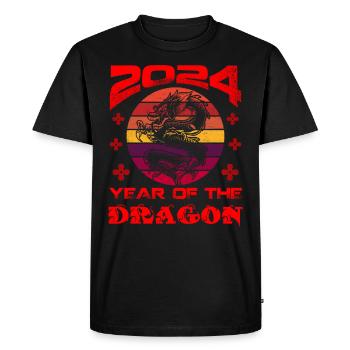 Année du Dragon 2024 Chine Fan Drachenjahr - T-shirt Premium bio Homme - noir - Devant - Nico (187cm)