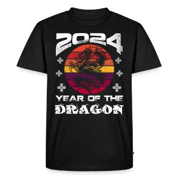 Année du Dragon 2024 Chine Fan Drachenjahr - T-shirt Premium bio Homme - noir - Devant - Nico (187cm)