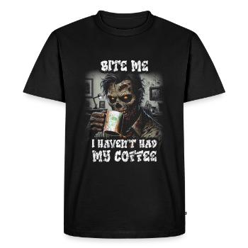 Mordez-moi - Je n’ai pas eu mon café Vintage Zombie A - T-shirt Premium bio Homme - noir - Devant - Nico (187cm)