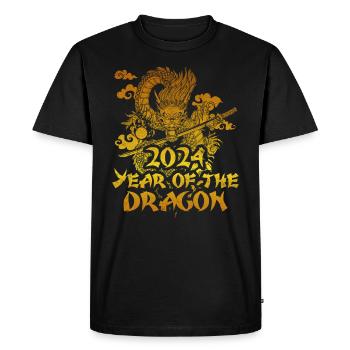 Année du Dragon 2024 Chine Fan Drachenjahr - T-shirt Premium bio Homme - noir - Devant - Nico (187cm)