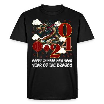 Année du Dragon 2024 Chine Fan Drachenjahr - T-shirt Premium bio Homme - noir - Devant - Nico (187cm)