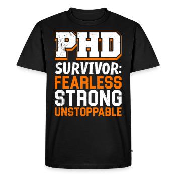 Dissertation PH. D Survivor Fearless Strong - Men's Premium Organic T-Shirt - black - Front - Nico (187cm)
