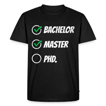 Baccalauréat Master PHD. Diplôme de Master réussi - T-shirt Premium bio Homme - noir - Devant - Nico (187cm)