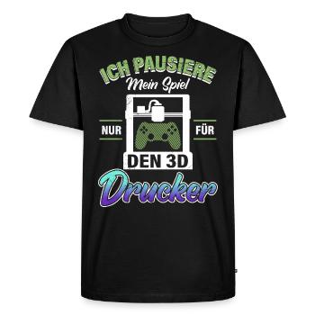 Fan d’impression 3D Mettre mon jeu en pause uniquement pour la 3D - T-shirt Premium bio Homme - noir - Devant - Nico (187cm)