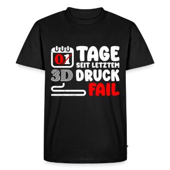 Nerd 3D Printing 0 jours depuis le dernier échec de l'impression 3D - T-shirt Premium bio Homme - noir - Devant - Nico (187cm)
