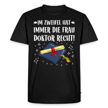 If in doubt, Mrs. Doctor is right! - Men's Premium Organic T-Shirt - black - Front - Nico (187cm)