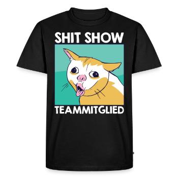 Employé Membre de l'équipe du Crazy Shit Show - T-shirt Premium bio Homme - noir - Devant - Nico (187cm)