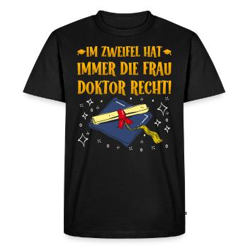 If in doubt, Mrs. Doctor is right! - Men's Premium Organic T-Shirt - black - Front - Nico (187cm)
