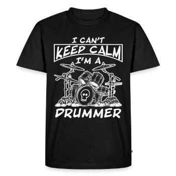 I Can't Keep Calm I'm a Drummer Tee - Men's Premium Organic T-Shirt - black - Front - Nico (187cm)
