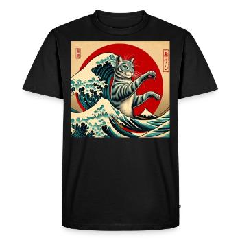 Sunset Silhouette Wave Papyrus - Men's Premium Organic T-Shirt - black - Front - Nico (187cm)