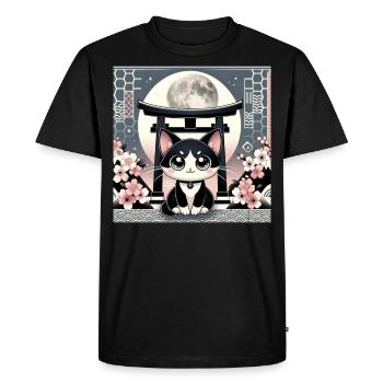 Moon Retro Floral Japanese Art Torii - Men's Premium Organic T-Shirt - black - Front - Nico (187cm)