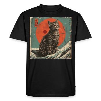 Sunset Silhouette Wave Papyrus - Men's Premium Organic T-Shirt - black - Front - Nico (187cm)