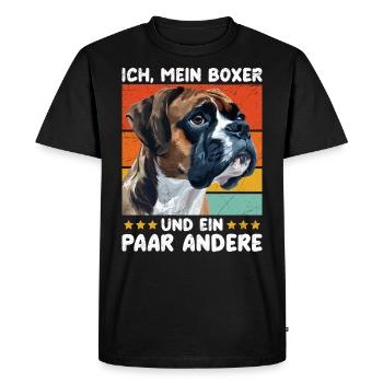 Deutscher Boxer ICH MEIN BOXER UND EIN PAAR ANDERE - Männer Premium Bio T-Shirt - Schwarz - Vorne - Nico (187cm)