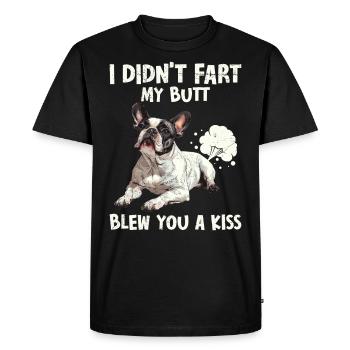 Le bouledogue français n’a pas pété mes fesses - T-shirt Premium bio Homme - noir - Devant - Nico (187cm)