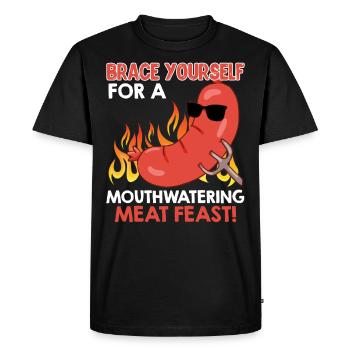 Grillez PRÉPAREZ-VOUS POUR UN FESTIN DE VIANDE ! - T-shirt Premium bio Homme - noir - Devant - Nico (187cm)