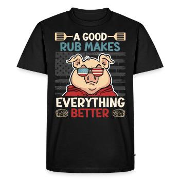 Grillmeister A GOOD RUB MAKES EVERYTHING BETTER - Men's Premium Organic T-Shirt - black - Front - Nico (187cm)